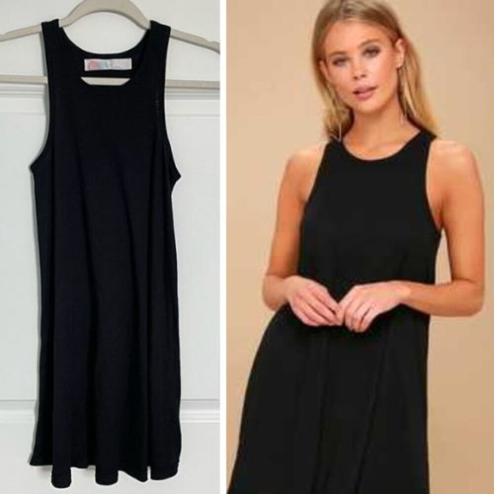 Free People FP Beach Black Ribbed Midi Dress Size XS 54169
